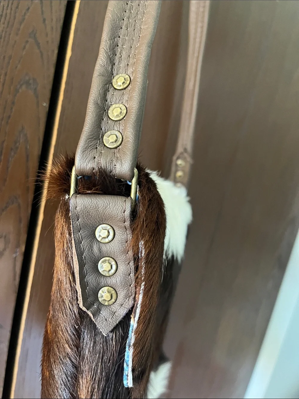 Genuine cowhide crossbody purse. Handmade. - Picture 7 of 10